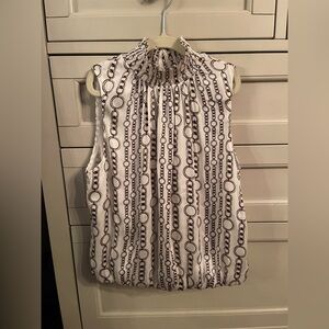 Banana Republic Chain Print Sleeveless Blouse - White and Brown